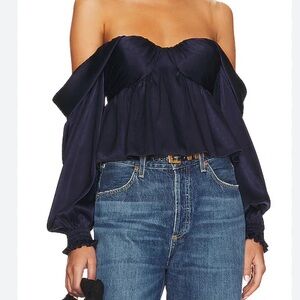 House of Harlow Burna Blouse Navy Small